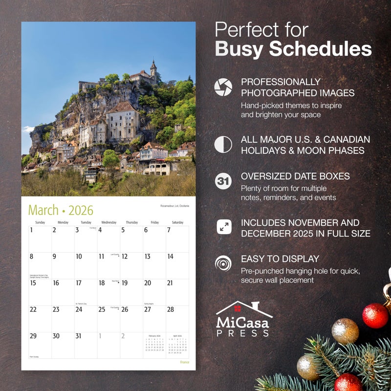 MICASA PRESS France 2026 Wall Calendar 12 Month | 12" x 24" Open | Thick & Sturdy Paper | Holiday Gift | Europe Travel Calendar 2026 - Image 2