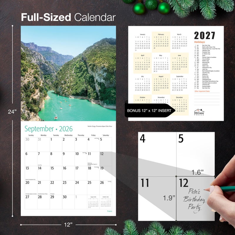 MICASA PRESS France 2026 Wall Calendar 12 Month | 12" x 24" Open | Thick & Sturdy Paper | Holiday Gift | Europe Travel Calendar 2026 - Image 5