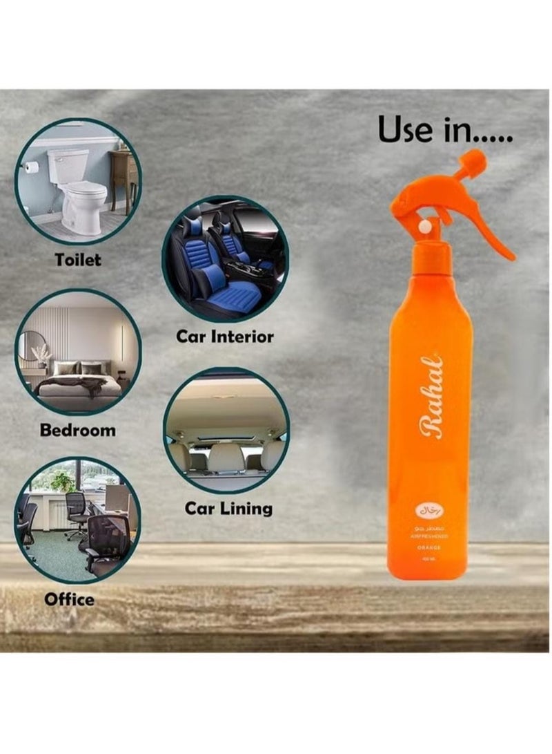 Rahal Air Freshener Orange Scent 400ml - Refreshing scent for use in the home, office and car - Long-lasting freshness - Image 2