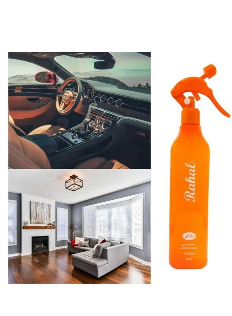 Rahal Air Freshener Orange Scent 400ml - Refreshing scent for use in the home, office and car - Long-lasting freshness - Image 1