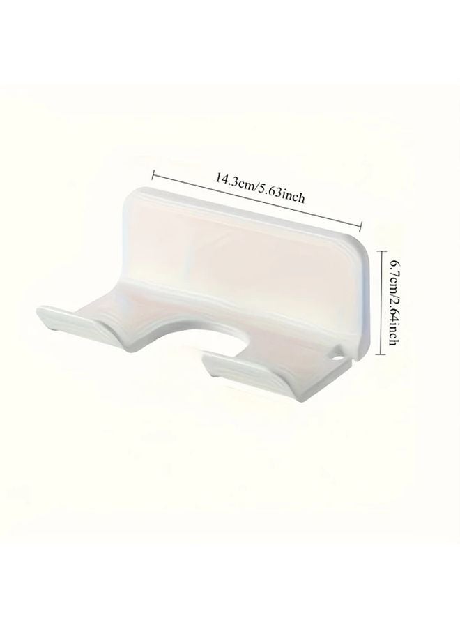 White Wall Mounted Hair Dryer Holder No Drill Bathroom Storage Organizer - Image 4