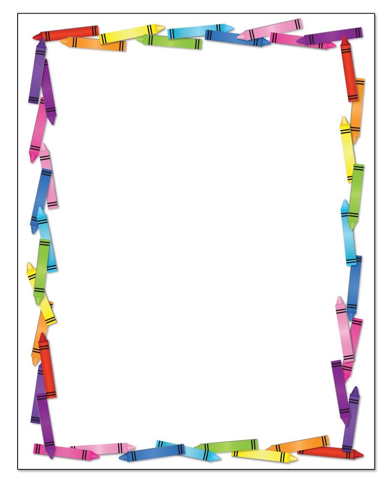 Stonehouse Collection Colorful Crayon Border Stationery - 8.5 x 11 - USA Made - 60 Letterhead Sheets for Kids - Teacher Letterhead - Teacher Paper (Crayons) - Image 1