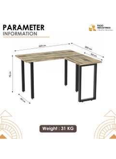 RIGID L Shaped Executive Desk Black 75x120x60cm  - Image 2