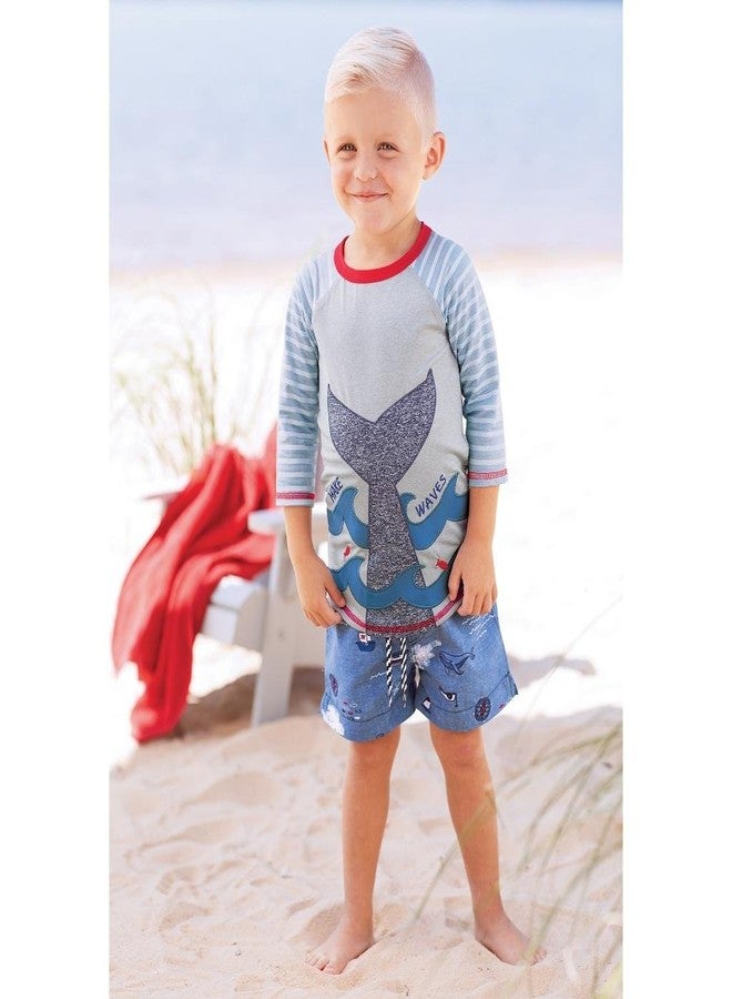 Mud Pie Boys' Whale Tail Rashguard, Blue, SM/ 12-18 MOS - Image 2