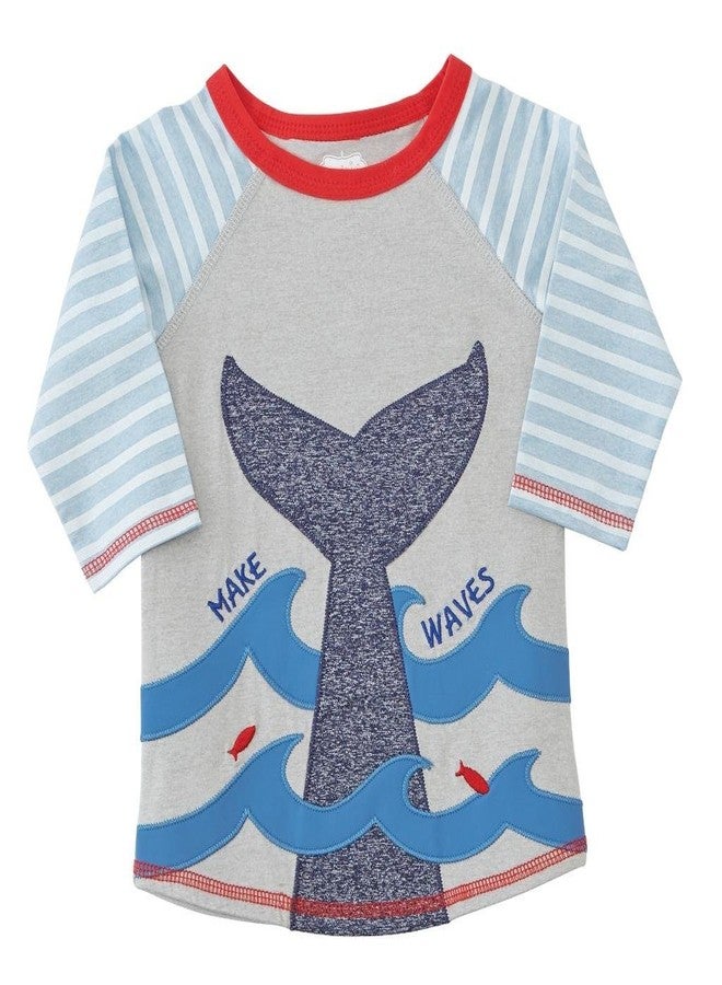Mud Pie Boys' Whale Tail Rashguard, Blue, SM/ 12-18 MOS - Image 1