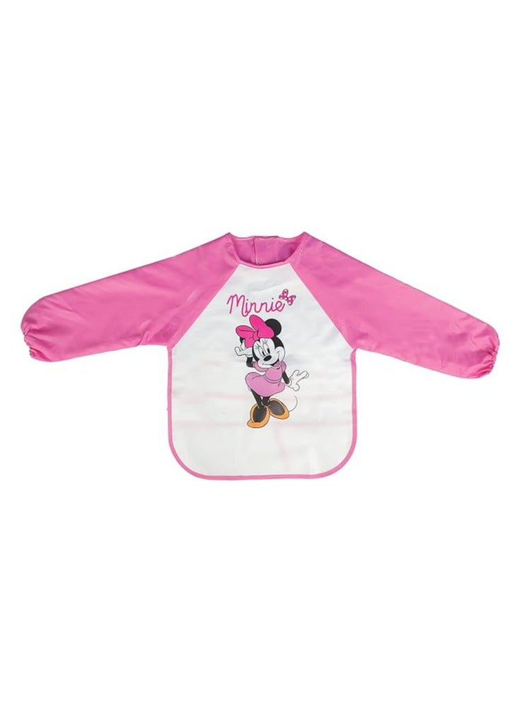 Disney Minnie Mouse Sleeved Apron Bibs, Machine Washable, 100% Water Proof. Age: 6 - 36 Months (Official Disney Product) - Image 1