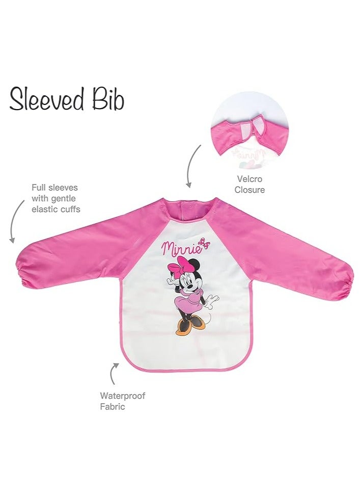 Disney Minnie Mouse Sleeved Apron Bibs, Machine Washable, 100% Water Proof. Age: 6 - 36 Months (Official Disney Product) - Image 2