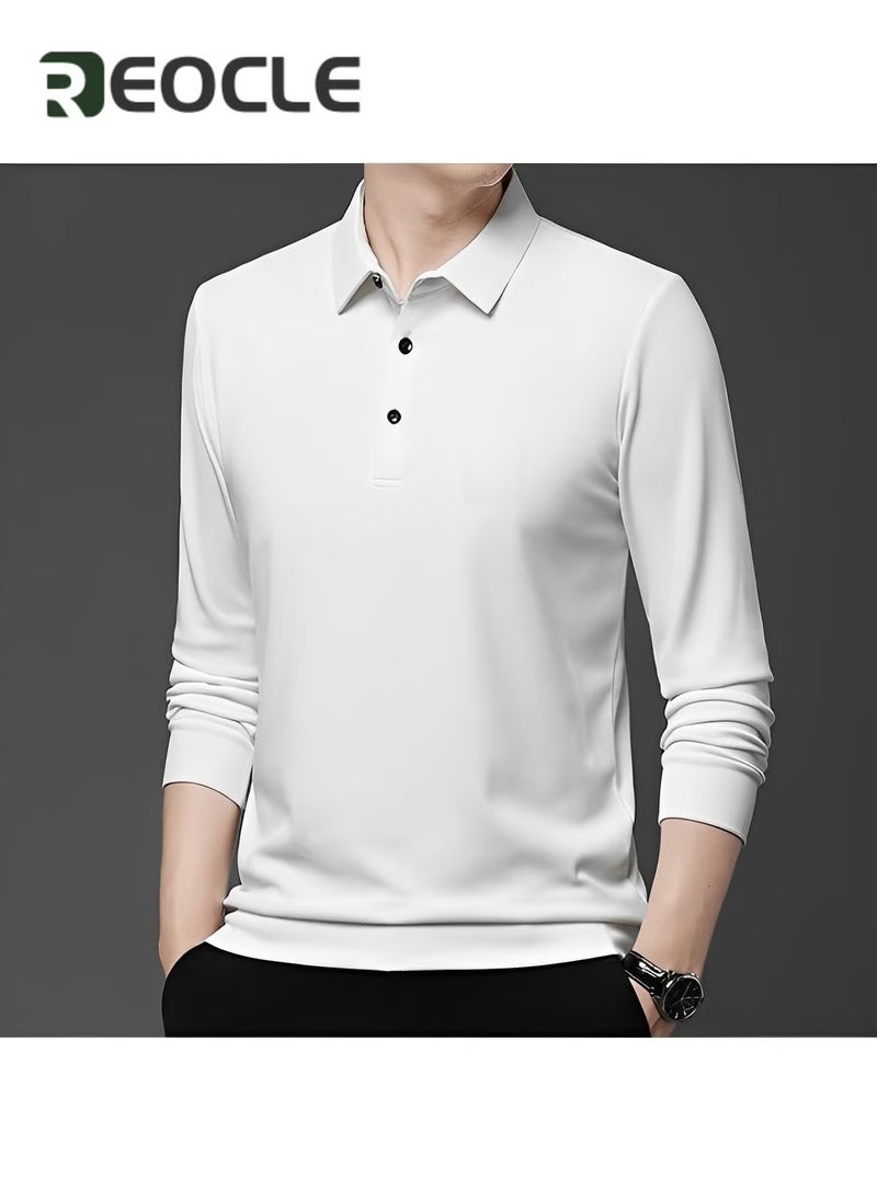 REOCLE - Men's Polo Shirts Long Sleeve Casual Solid Stylish Dry Fit Performance Designed Collared Golf Polo Shirts - Image 1