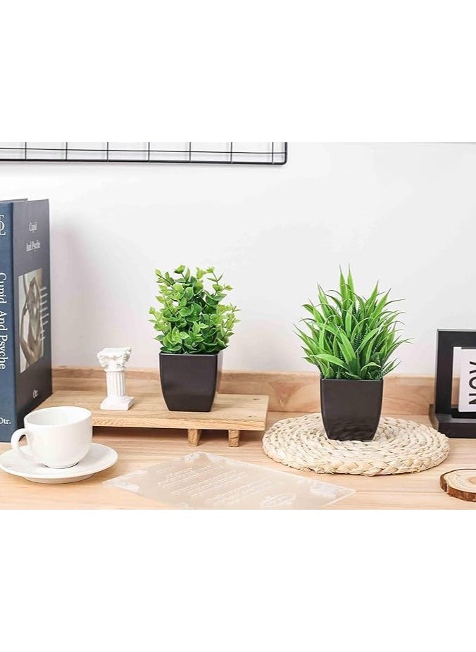 Arabest 2 Packs Fake Plants, Small Artificial Potted Plants, Faux Plants in Black Pots for Home, Office, Desk, Bathroom, Decor Indoor  - Image 2