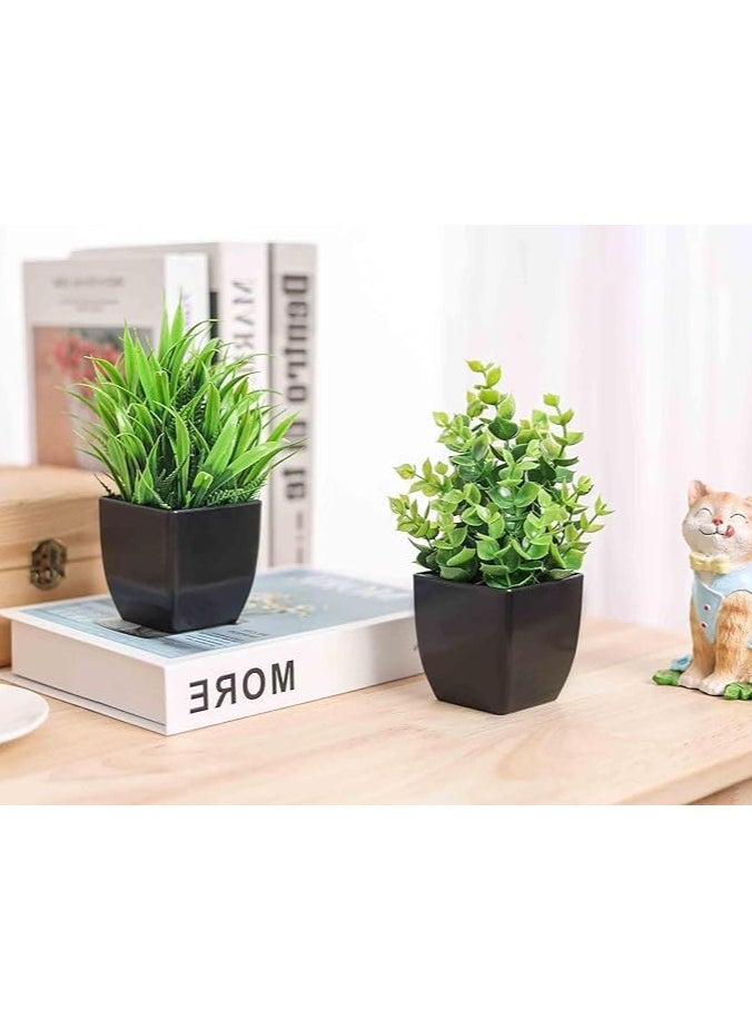 Arabest 2 Packs Fake Plants, Small Artificial Potted Plants, Faux Plants in Black Pots for Home, Office, Desk, Bathroom, Decor Indoor  - Image 3