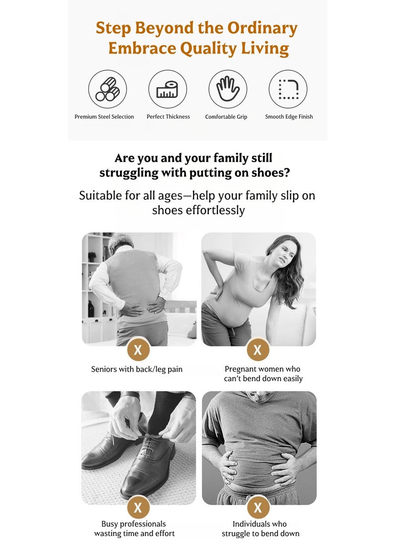 مدخل الأحذية المعدني بمقبض طويل 52.5 سم - مدخل الأحذية الطويل للغاية مناسب لكبار السن والبالغين والأولاد والبنات - Image 4