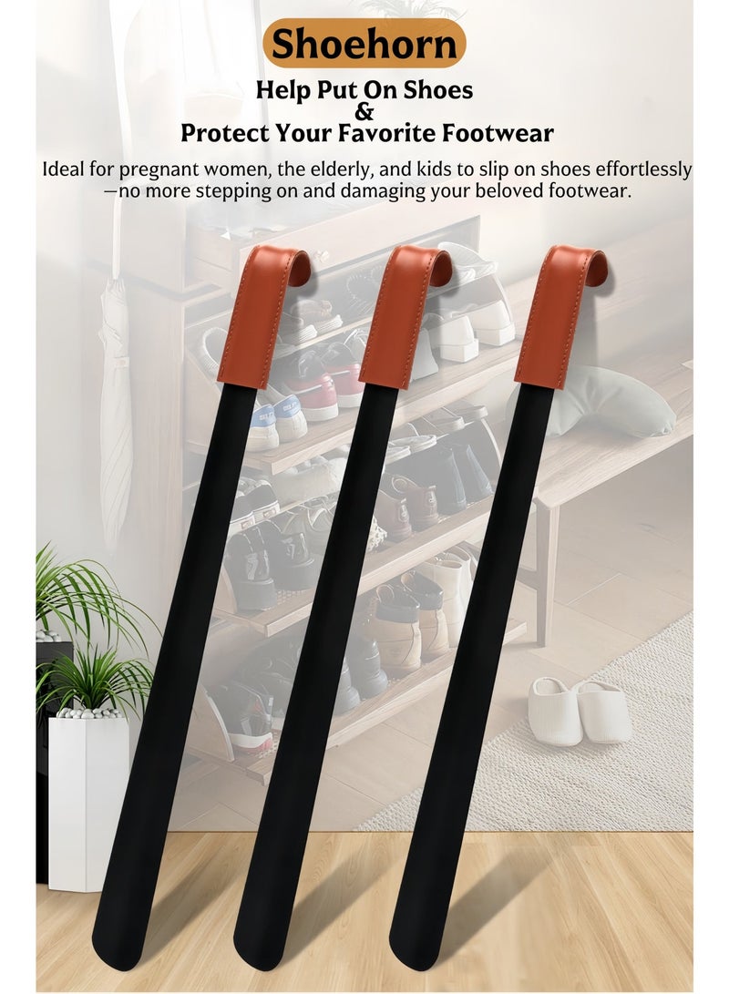 مدخل الأحذية المعدني بمقبض طويل 52.5 سم - مدخل الأحذية الطويل للغاية مناسب لكبار السن والبالغين والأولاد والبنات - Image 1