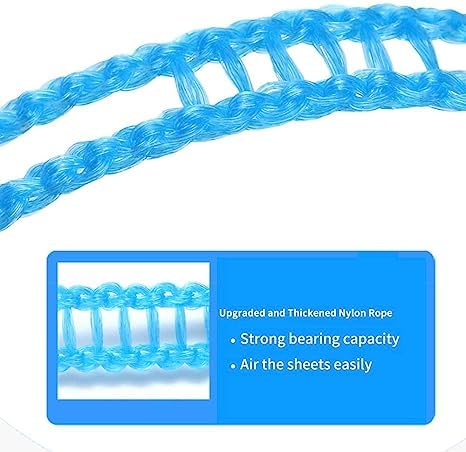 RIVUGJA Windproof AntiSlip Clothes Washing Line Drying Nylon Rope with HooksNylon Clothesline RopeCloth Drying RopeRope for Cloth Drying 5 Meter - Image 3