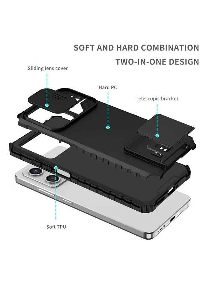 Generic - For Xiaomi Redmi Note 12 Pro 5G/Poco X5 Pro 5G Case,Anti-Fall Drop Protection，Hybrid Heavy Duty Protection Shockproof Defender with Invisible Kickstand Armor Case, Black - Image 1