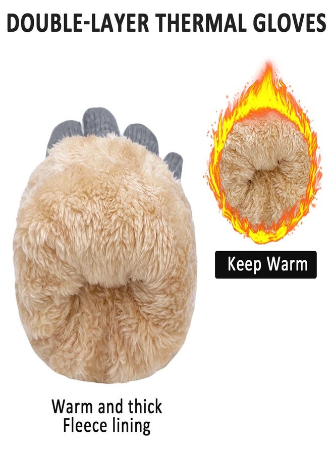 HOPSOOKEN Winter Wool Gloves for Women Men Warm Touch Screen Fleece Lined Elastic Knit Snow Gloves for Cold Weather, Grey, One size - Image 5