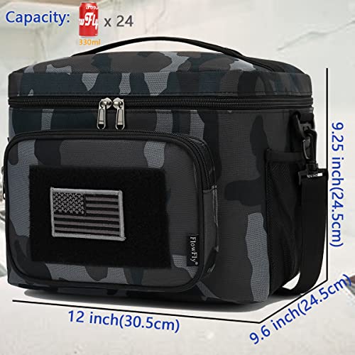 FlowFly Lunch Bag, Insulated Cooler, Thermal Lunch Box Tote with MOLLE/PALS Webbing, Adjustable Padded Shoulder Strap, for Tactical Men Women Adults and Boys Girls Kids (Black#Camo, Large) - Image 4