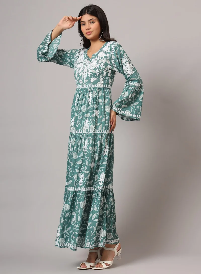 الايا جلابية شيكانكاري مطرزة يدوياً على شكل حرف أ من القطن مولمول-AL3673
