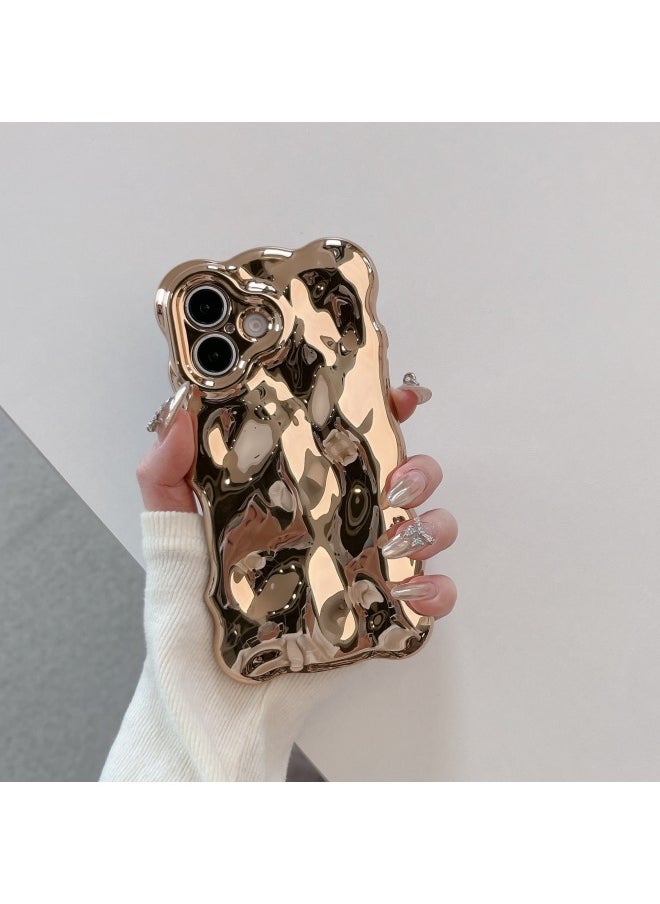 Generic - Niche High-grade Electroplated Shell For IPhone16pro Max Mobile Phone Shell Apple 15 14/13 Creative-Color:Qf Wave Bubble Electroplated Gold-Applicable Models:15pro Max (without Packaging) - Image 1