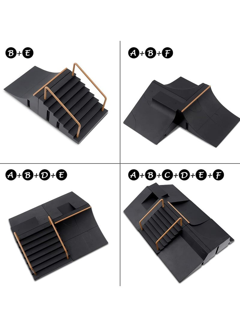 6-in-1 Mini Finger Skateboard Park Kit with 3 Fingerboards, DIY Assembly Skate Ramps for Kids, Perfect Birthday Gift for Young Skateboard Enthusiasts