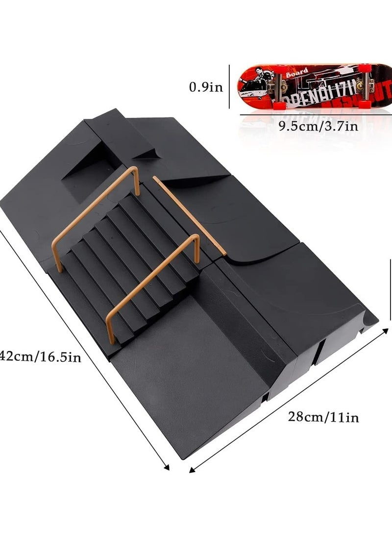 6-in-1 Mini Finger Skateboard Park Kit with 3 Fingerboards, DIY Assembly Skate Ramps for Kids, Perfect Birthday Gift for Young Skateboard Enthusiasts