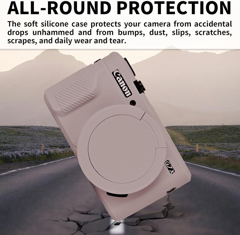 إيزي هود حقيبة G7X2، حقيبة كاميرا لـ Canon G7 X Mark II، غطاء حماية من السيليكون الناعم مع غطاء عدسة قابل للإزالة لكاميرا Powershot G7X Mark II DSLR - ر��ادي - Image 3