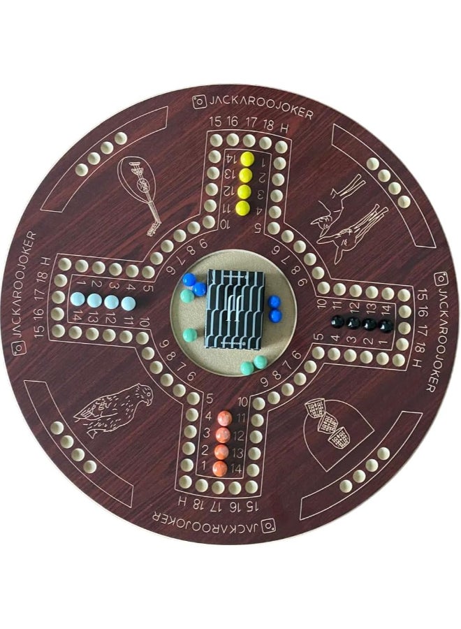 JACKAROOJOKER Jakaroo two sided brown for 4 and 6 players with bag, marbles and original cards - Image 2