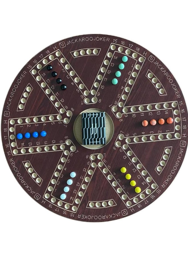JACKAROOJOKER Jakaroo two sided brown for 4 and 6 players with bag, marbles and original cards - Image 3