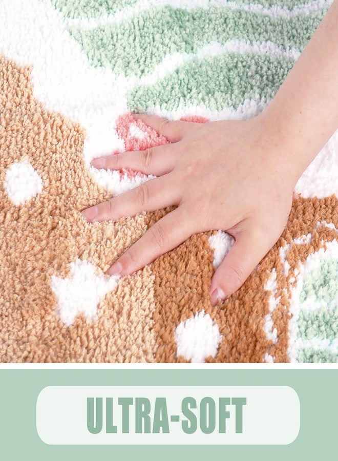 وولاين سجادة حمام عيد الميلاد من والين، ماصة للماء، بتصميم منزل خبز الزنجبيل بألوان الباستيل، سجادة حمام منسوجة مانعة للانزلاق، سجادة دش، سجادة باب أمامي لفصل الشتاء وعيد الميلاد، مقاس 20 بوصة × 31.5 بوصة - Image 5