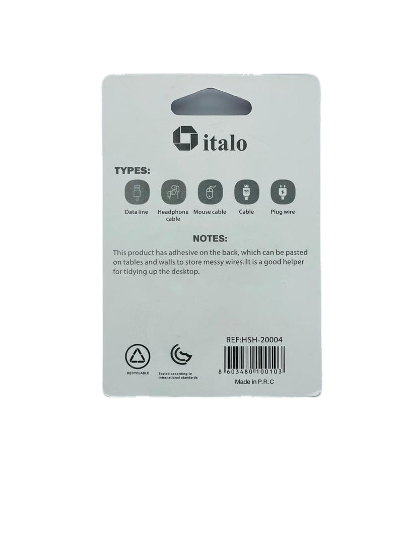 إيتالو عبوة من 4 قطع من منظم إدارة الأسلاك وحامل مشابك الكابلات للتلفاز والمكتب والسيارة والمنزل 20 مللي متر باللون الأسود - Image 4