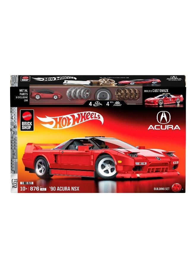 Hot Wheels مجموعة بناء ماتيل بريك شوب هوت ويلز ’90 أكورا NSX (1:16، 876 قطعة) - Image 1