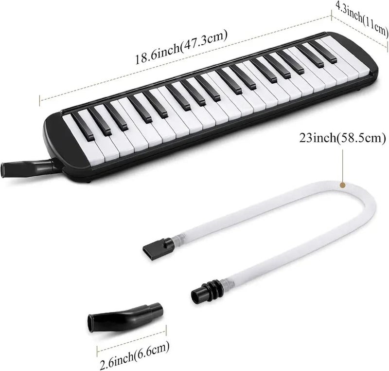 Belear 37 Key Piano Style Black Melodica Wind Musical Instrument with Mouth Piece and Black Carry Bag - Image 5