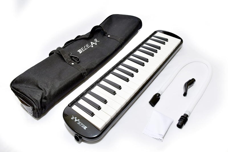 Belear 37 Key Piano Style Black Melodica Wind Musical Instrument with Mouth Piece and Black Carry Bag - Image 1