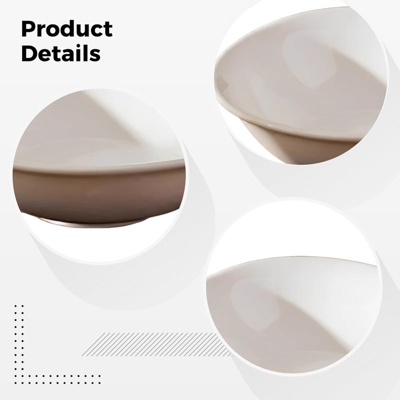 Salad Bowl, 8-Inch Ceramic Serving Bowl, White With Rounded Triangle Design For Pasta, Fruit, Dessert, 16.9 Fl Oz - Image 2
