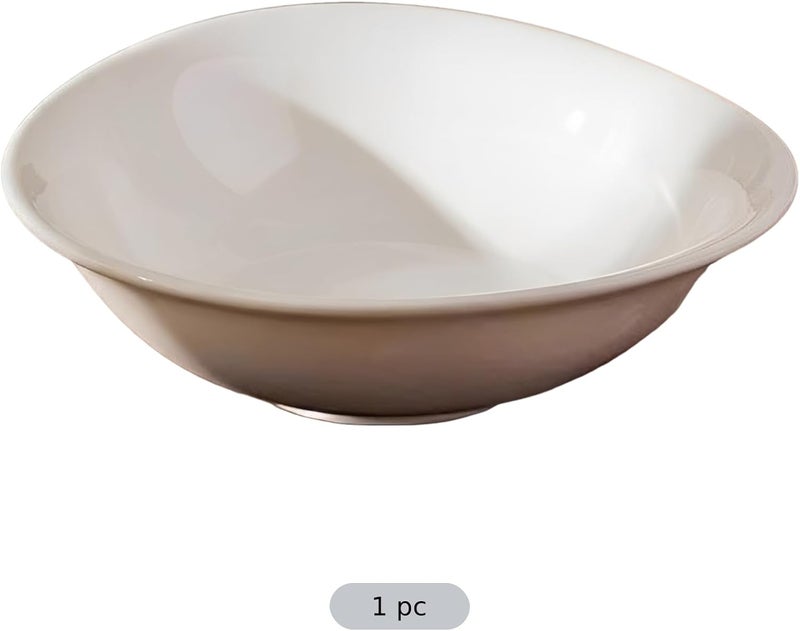 Salad Bowl, 8-Inch Ceramic Serving Bowl, White With Rounded Triangle Design For Pasta, Fruit, Dessert, 16.9 Fl Oz - Image 3