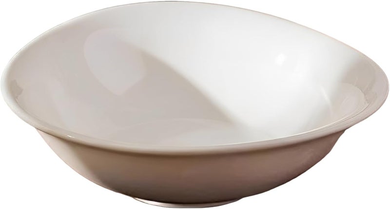 Salad Bowl, 8-Inch Ceramic Serving Bowl, White With Rounded Triangle Design For Pasta, Fruit, Dessert, 16.9 Fl Oz - Image 1