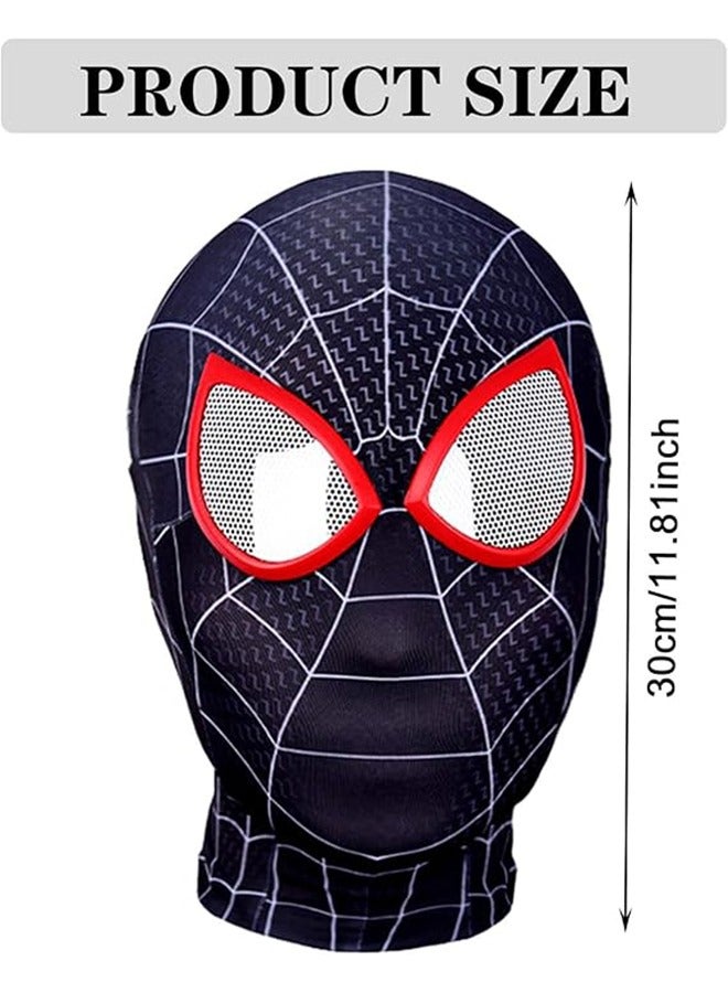 Miles Spider Masks,Superhero Masks Cosplay Costumes Mask,Black Spider Hero Mask,Classic Character Mask Dress Up for Adult and Kids  - Image 2
