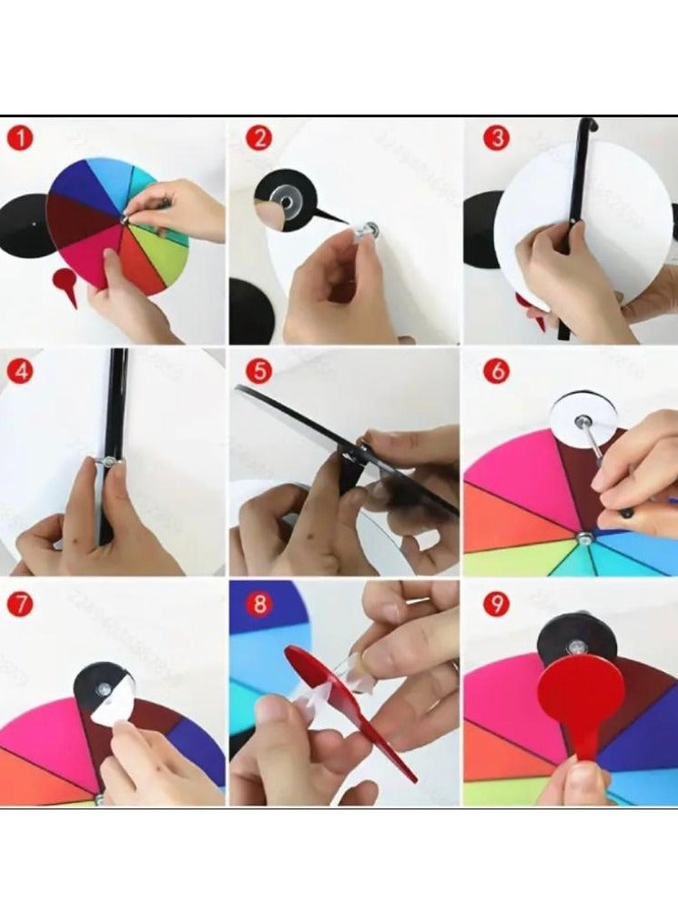 فيرونا عجلة جوائز دوارة 18 سم مع 8 فتحات ملونة ذات جودة عالية، عجلة حامل قاعدة، عجلة الجوائز القابلة للمسح الجاف مثالية للكرنفالات والحفلات التجارية - Image 4