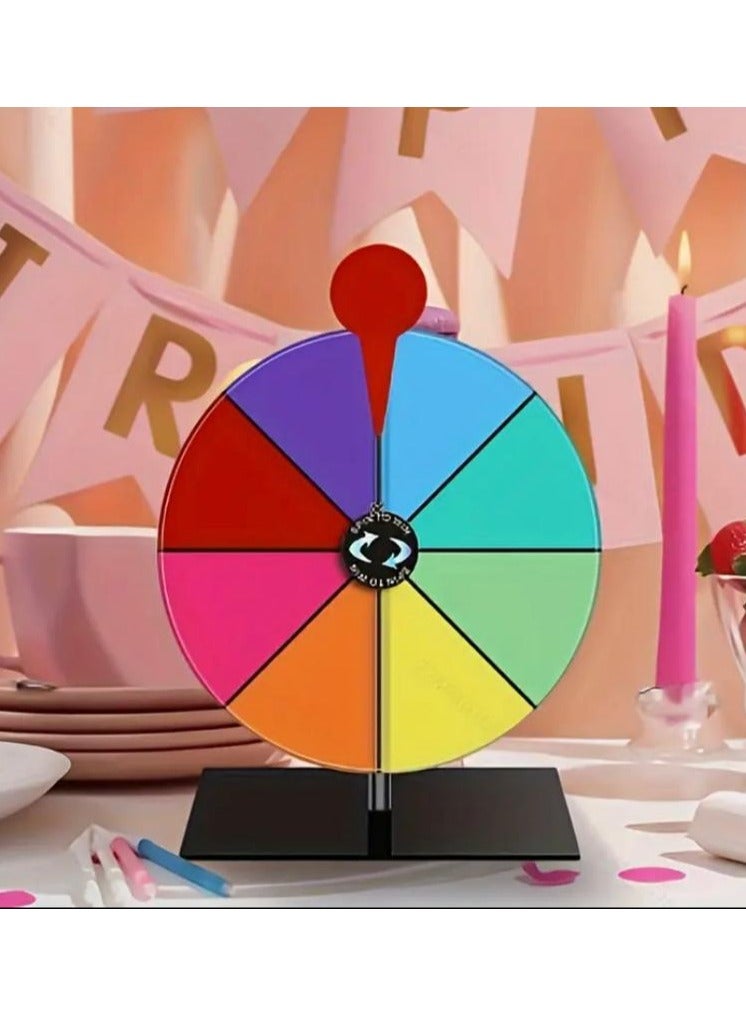 فيرونا عجلة جوائز دوارة 18 سم مع 8 فتحات ملونة ذات جودة عالية، عجلة حامل قاعدة، عجلة الجوائز القابلة للمسح الجاف مثالية للكرنفالات والحفلات التجارية - Image 1