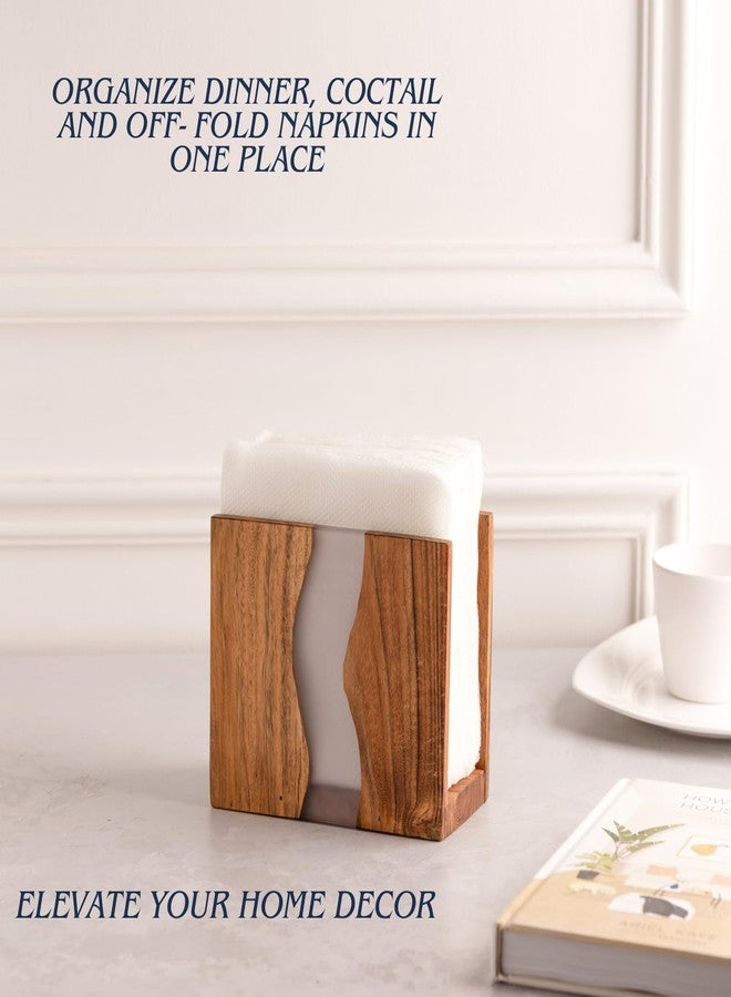LAVAUK Acacia wood & Transparent Epoxy resin Napkin holder for table, Rustic farmhouse napkin organisation for kitchen, dining, counter tops, restaurant or outdoors | 6x5x2.5 inches|(Gray) - Image 5