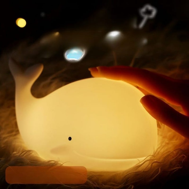 Whale Shape Lamp: White Soft Silicone Design - Gentle Eye-protection Light USB Charging Night Light for Baby Bedroom Bedside Breastfeeding - Image 5
