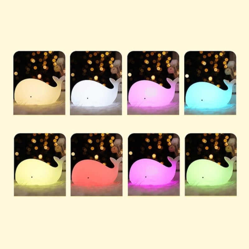 Whale Shape Lamp: White Soft Silicone Design - Gentle Eye-protection Light USB Charging Night Light for Baby Bedroom Bedside Breastfeeding - Image 3