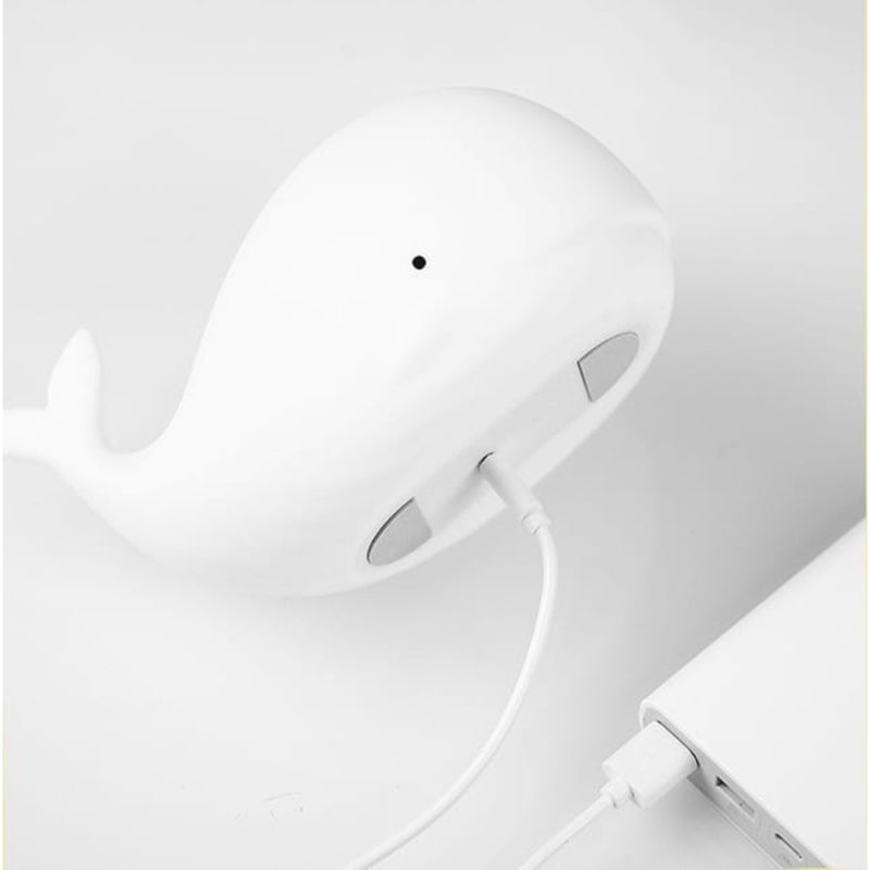 Whale Shape Lamp: White Soft Silicone Design - Gentle Eye-protection Light USB Charging Night Light for Baby Bedroom Bedside Breastfeeding - Image 2