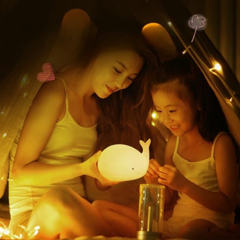 Whale Shape Lamp: White Soft Silicone Design - Gentle Eye-protection Light USB Charging Night Light for Baby Bedroom Bedside Breastfeeding - Image 4