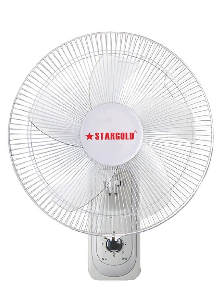 ستارجولد 16-Inch Wall Mounted Electric Fan – 70W Powerful Motor, 3-Speed Adjustable Settings, Wide Oscillation, Quiet Operation, Energy-Efficient Cooling, Ideal for Home, Office, Bedroom, Living Room, Shops or Commercial Spaces, Durable White Design for Reliable Comfort and Air Circulation - Image 1