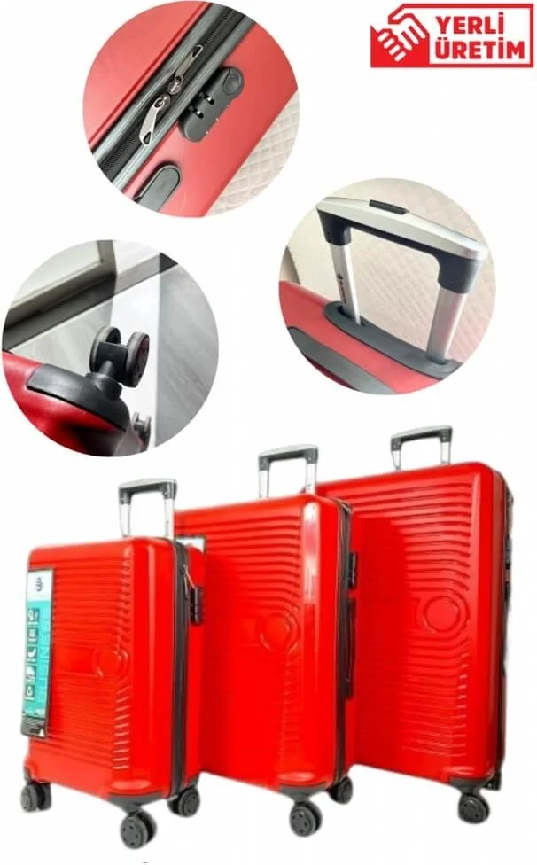 Piev Bussiens 3 Size Encrypted Pp Shockproof Unbreakable 4 Wheel Bag Suitcase Set Red