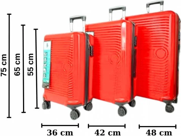 Piev Bussiens 3 Size Encrypted Pp Shockproof Unbreakable 4 Wheel Bag Suitcase Set Red