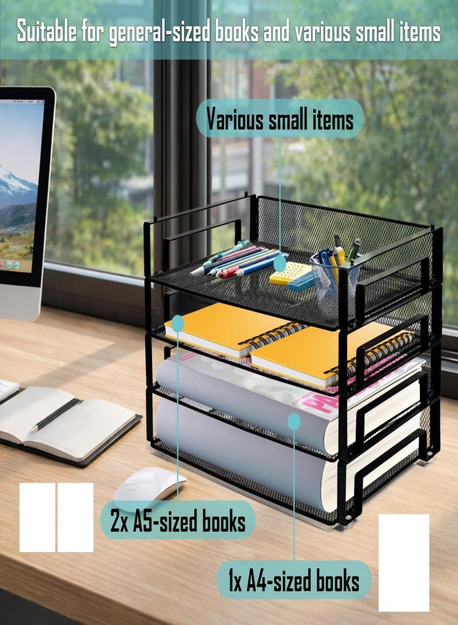 Socpuro 4 Pack Stackable Letter Paper Tray, Desktop Organizer for Letter/A4 Size Folders Documents, File Storage Paper Sorter Mail Holder for Office Home Classroom - Image 5