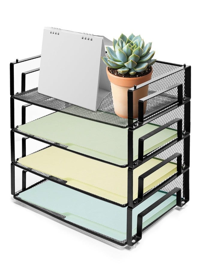 Socpuro 4 Pack Stackable Letter Paper Tray, Desktop Organizer for Letter/A4 Size Folders Documents, File Storage Paper Sorter Mail Holder for Office Home Classroom - Image 1