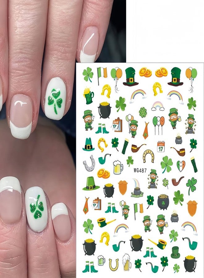 BYJKYEN 7 Sheets St. Patrick's Day Nail Stickers for Nail Art, 3D Self-Adhesive Shamrock Nail Decals Green Clover Irish Nail Art Design Stickers Charms for Women Girls Nail DIY Decoration Accessories - Image 4