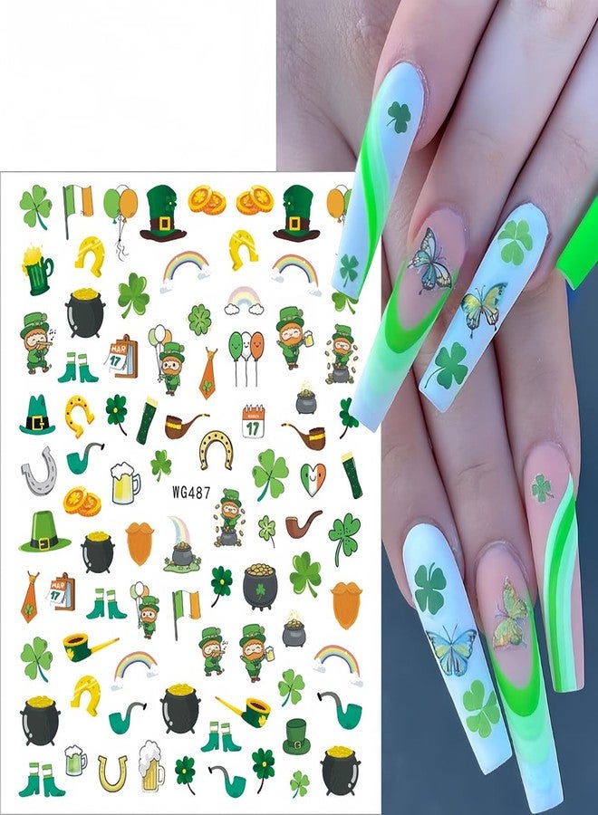 BYJKYEN 7 Sheets St. Patrick's Day Nail Stickers for Nail Art, 3D Self-Adhesive Shamrock Nail Decals Green Clover Irish Nail Art Design Stickers Charms for Women Girls Nail DIY Decoration Accessories - Image 3